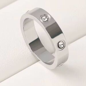 Stampd Silver Ring with Crystal Details